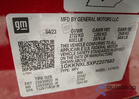 2023 GMC Acadia Awd Denali из США, поврежденный, VIN 1GKKNXLSXPZ207683